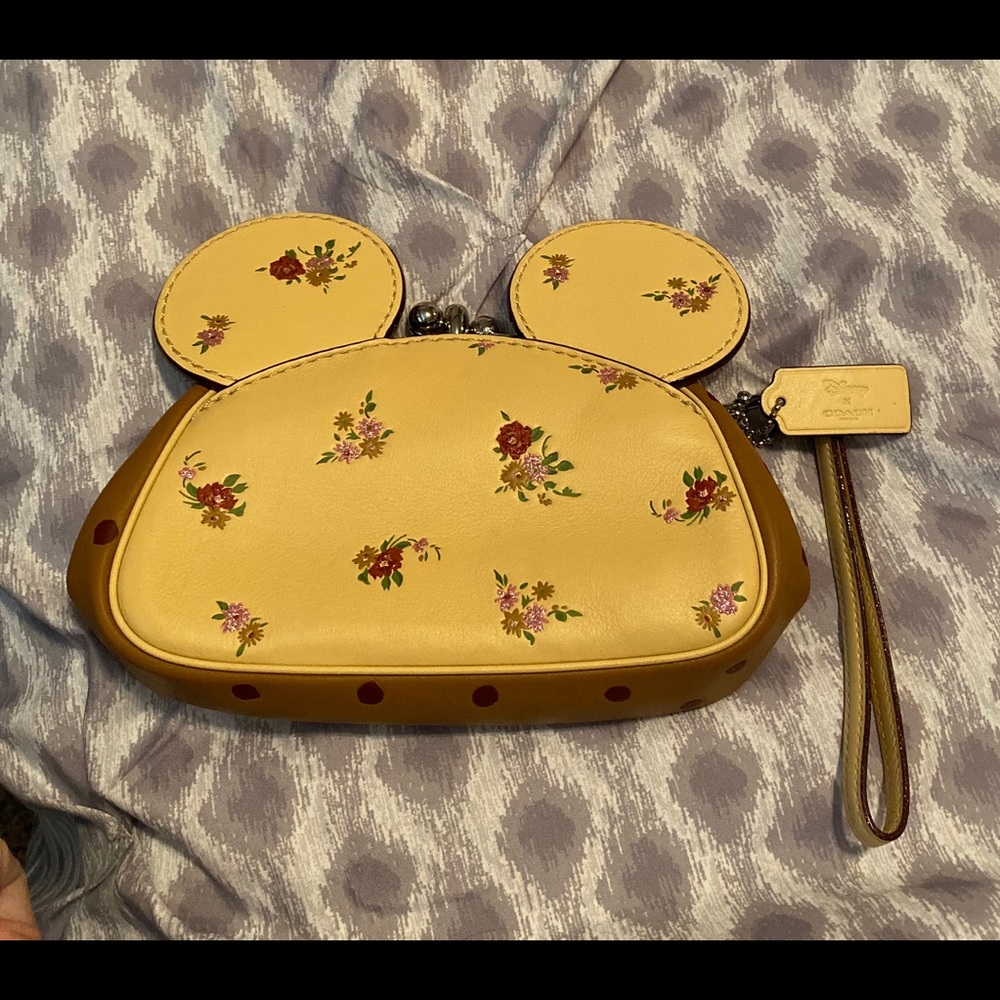 Coach x Disney Floral Mickey Mouse Ears Wristlet Purse New NWT Minnie Mouse - Picture 2 of 4